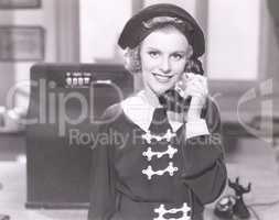 Smiling woman on the telephone