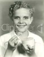 Boy eating ice cream