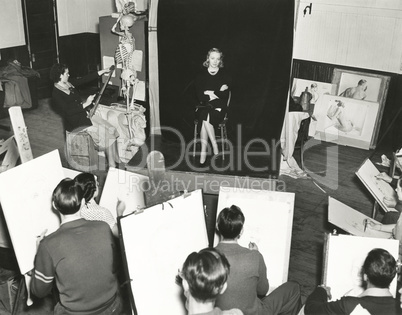 Model posing for art class