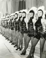 A row of chorus girls