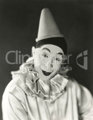 Portrait of clown with dunce cap