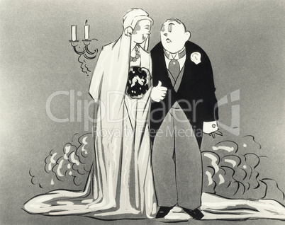Illustration of bride and groom