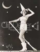 Good witch on her broomstick