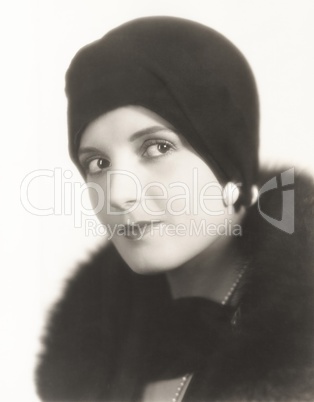 Portrait of woman in cloche hat