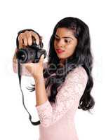 Beautiful woman taking pictures.