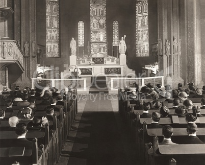 Parishioners attending mass