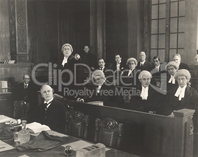 Barristers in courtroom
