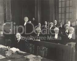 Barristers in courtroom