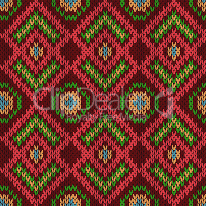 Ornate ethnic knitting motley seamless pattern