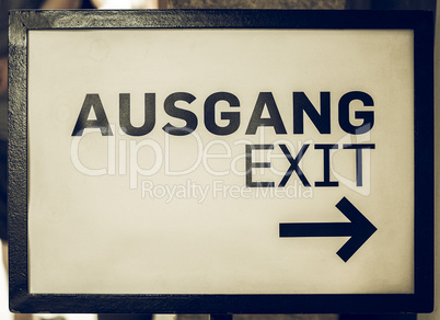 Vintage looking Ausgang sign meaning exit