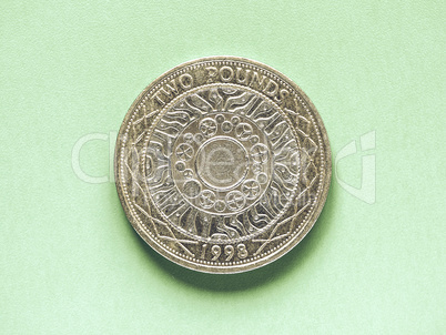 Vintage GBP Pound coin - 2 Pounds