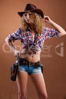 Young Beautiful Woman Dressed In Western Style