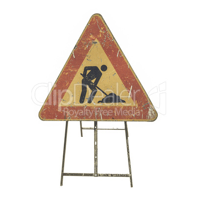 Vintage looking Road work sign