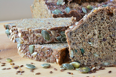 Chrono bread with seeds, side view