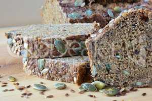 Chrono bread with seeds, side view