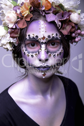 Halloween Model with Rhinestones and Wreath of Flowers