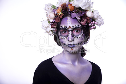 Halloween Model with Rhinestones and Wreath of Flowers