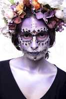 Halloween Model with Rhinestones and Wreath of Flowers