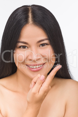 Woman with contact lenses