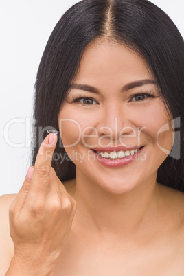 Woman with contact lenses