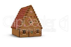 Beautiful gingerbread house on a white background.