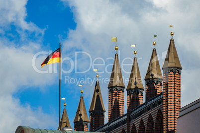 Blick auf das Rathaus in Rostock