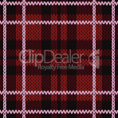 Knitting checkered seamless pattern mainly in red hues