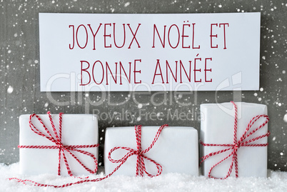 White Gift With Snowflakes, Bonne Annee Means New Year