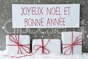 White Gift With Snowflakes, Bonne Annee Means New Year