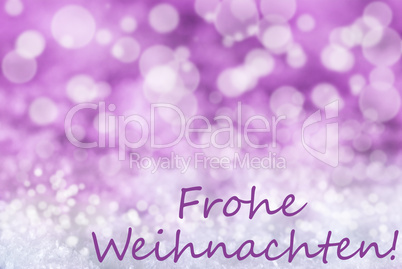 Pink Bokeh Background, Snow, Frohe Weihnachten Means Merry Christmas