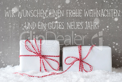 Two Gifts With Snowflakes, Gutes Neues Means Happy New Year