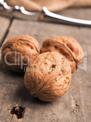 Close up of three walnuts