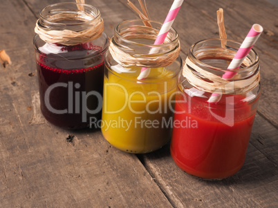 Healthy drinks on wood