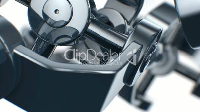 Mechanical parts turning in close-up with DOF. Looped 3d animation. HD 1080.