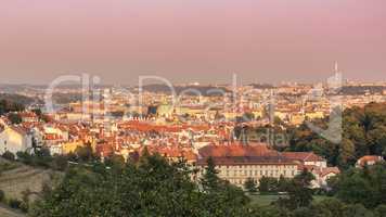 view of Prague City from the monastery strahov in the  evening s
