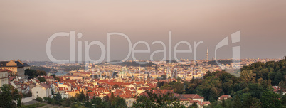 view of Prague City from the monastery strahov in the  evening s