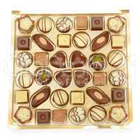 chocolate candy in a box isolated on white background