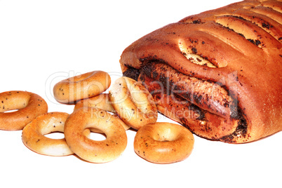 Roll with poppy seeds and bagels