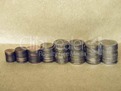 Vintage Euro coins pile