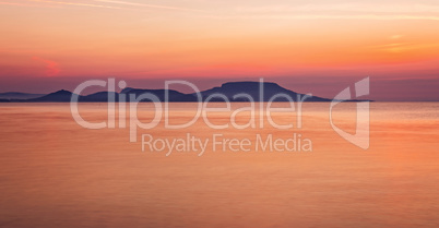 Sunrise over the lake Balaton of Hungary, long exposure