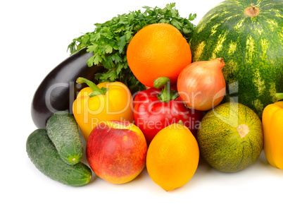 fruits and vegetables isolated on white background