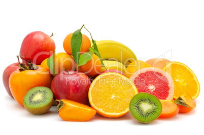 set of fruits isolated on white background