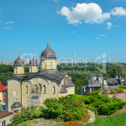 Orthodox church against the Pechersk district of Kiev