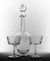 Two glasses and decanter