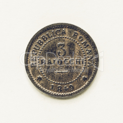 Vintage Old Italian coin 3 baiocchi