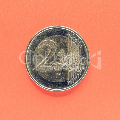 Vintage Two Euro coin money