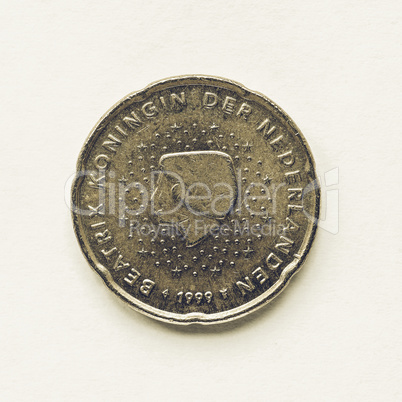 Vintage Dutch 20 cent coin