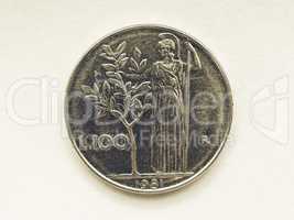 Vintage Italian lira coin