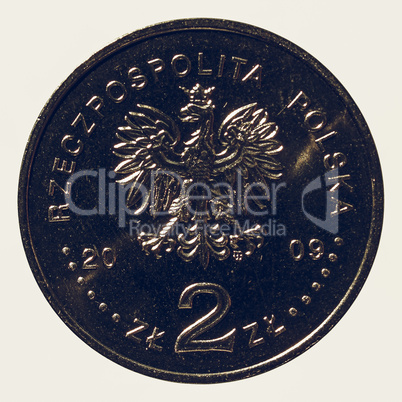 Vintage Polish 2 zloti coin