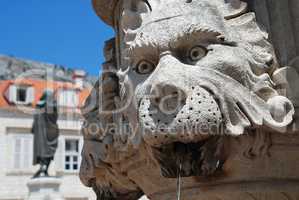 Fountain with a lion in Dubrovnik's old city